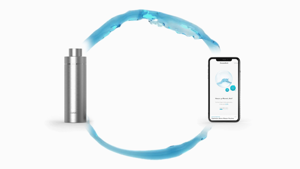 LUQEL Bottle and app visual